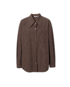 striped blouse in brown and cream