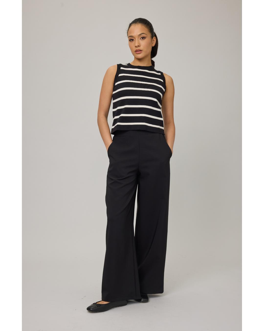 black striped sleeveless vest