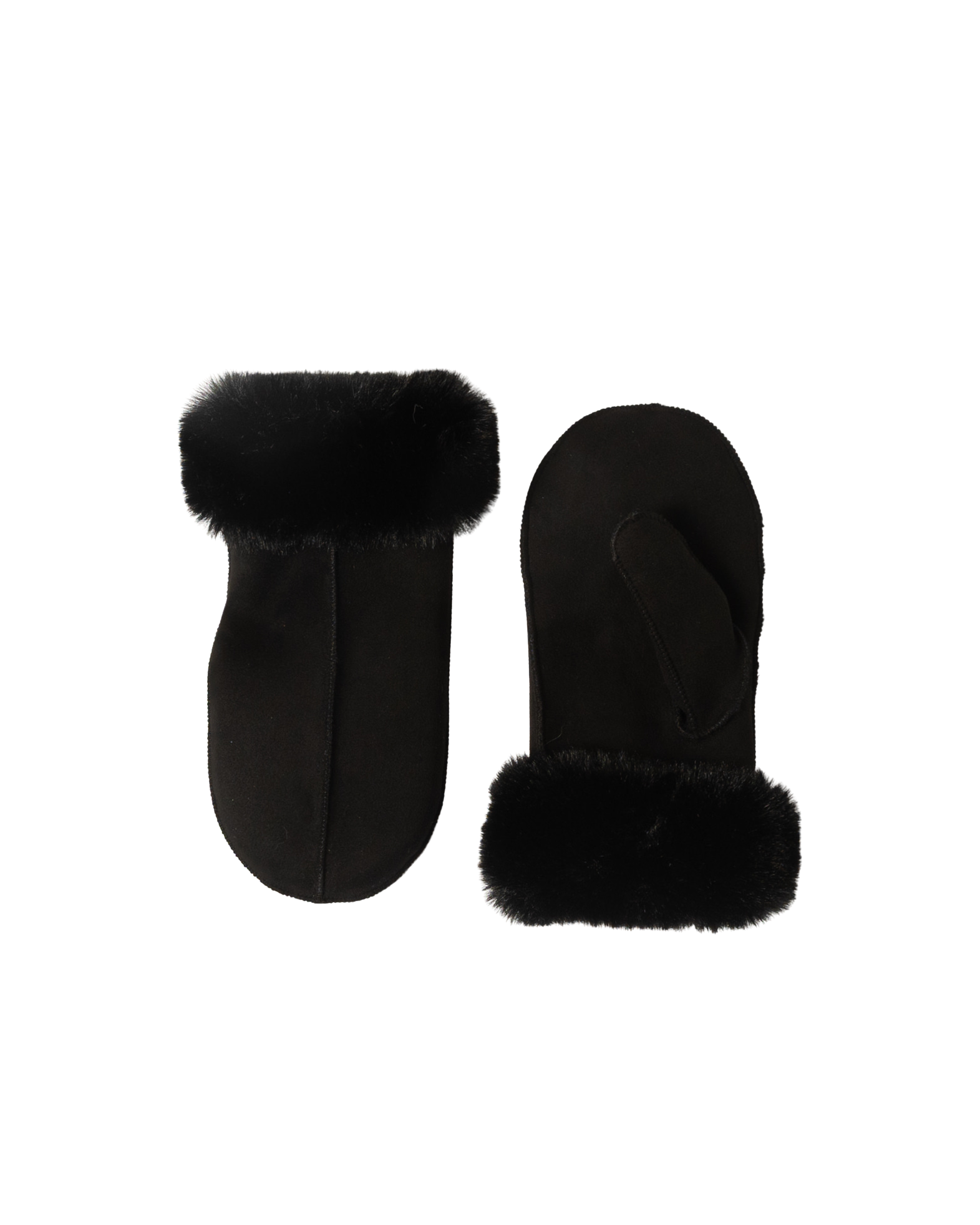 suede black mitts with faux fur 