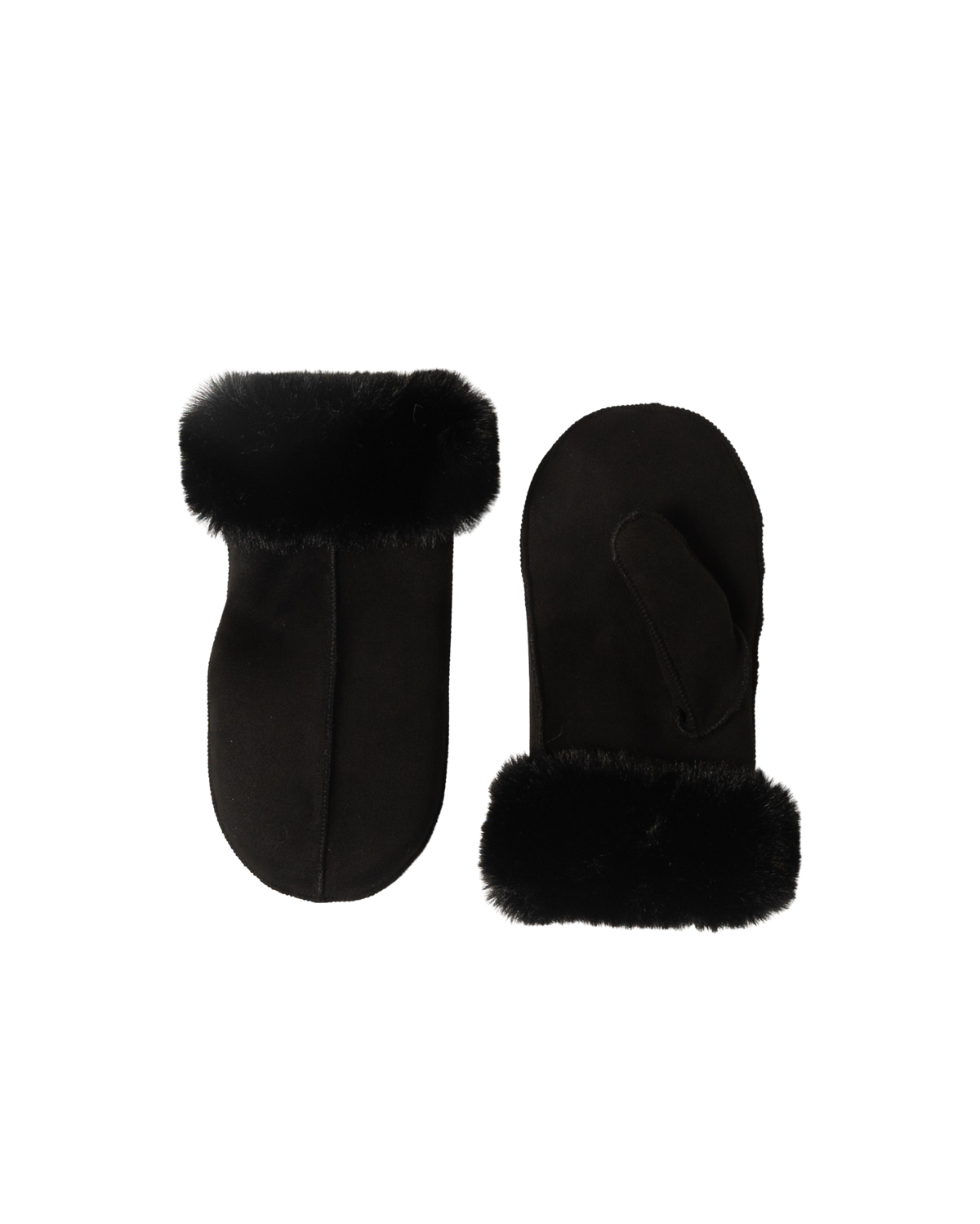 suede black mitts with faux fur 