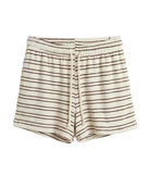terry short in cream and brown stripe