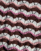 crochet top in pink, cream and brown