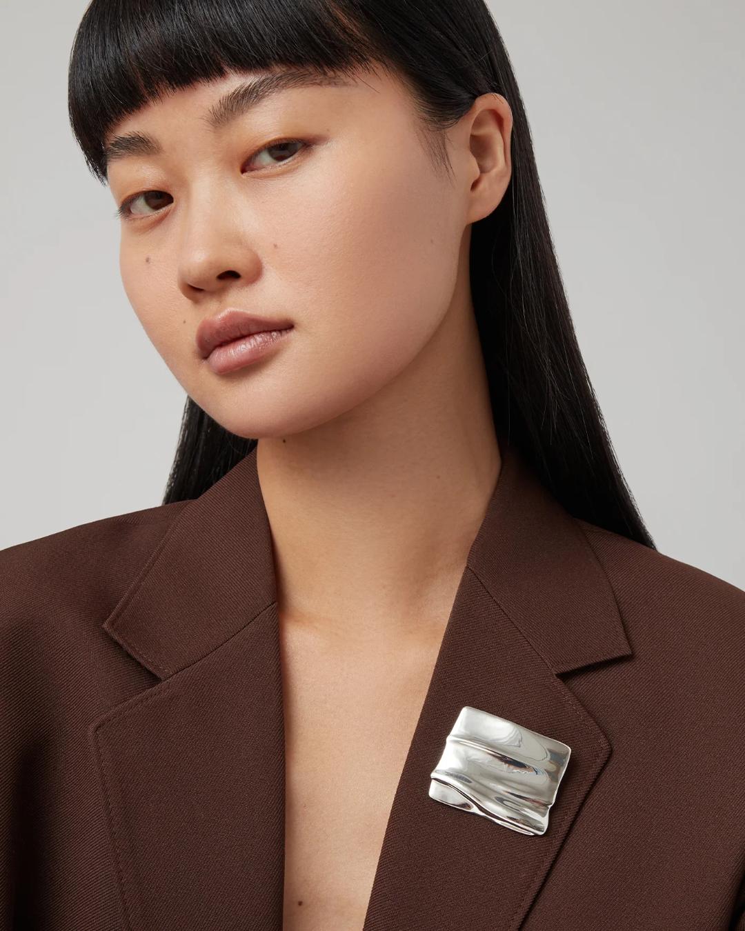 silver square brooch