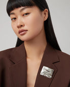 silver square brooch