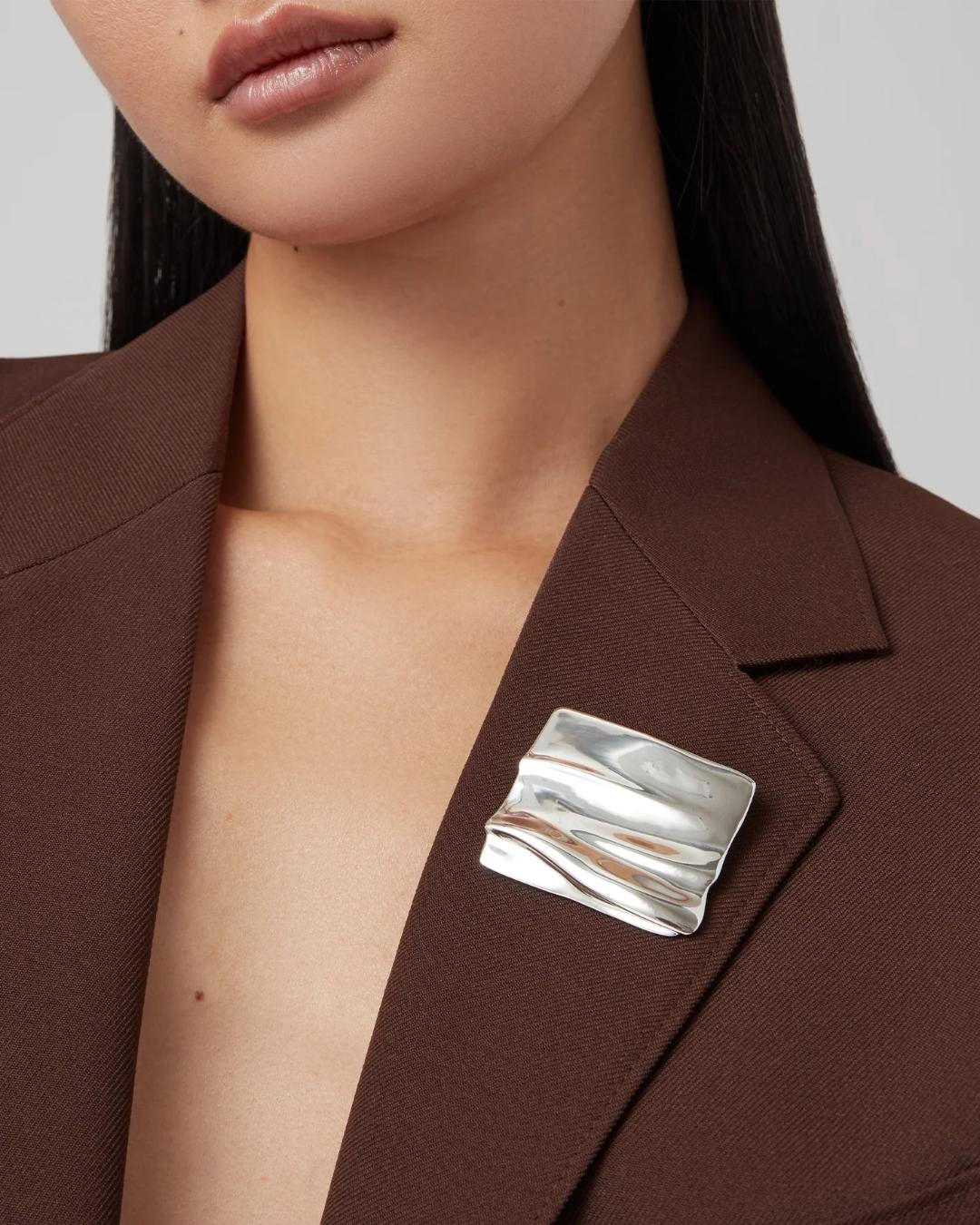 silver square brooch