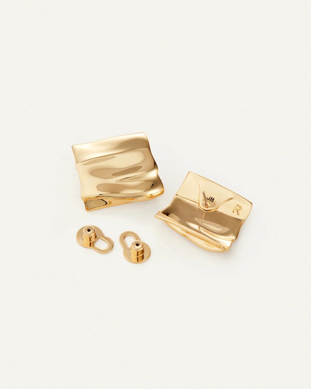 large statement gold square earrings