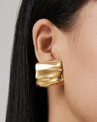 large statement gold square earrings