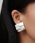 large statement square earrings in silver