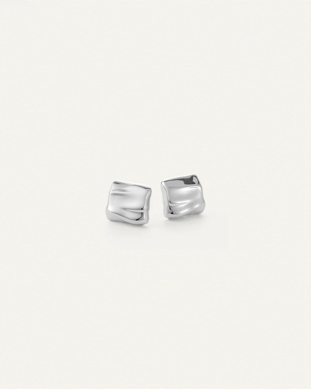 silver square earrings
