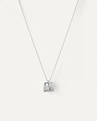 silver necklace with a silver square pendant
