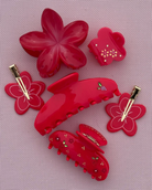 large flower claw clip in red