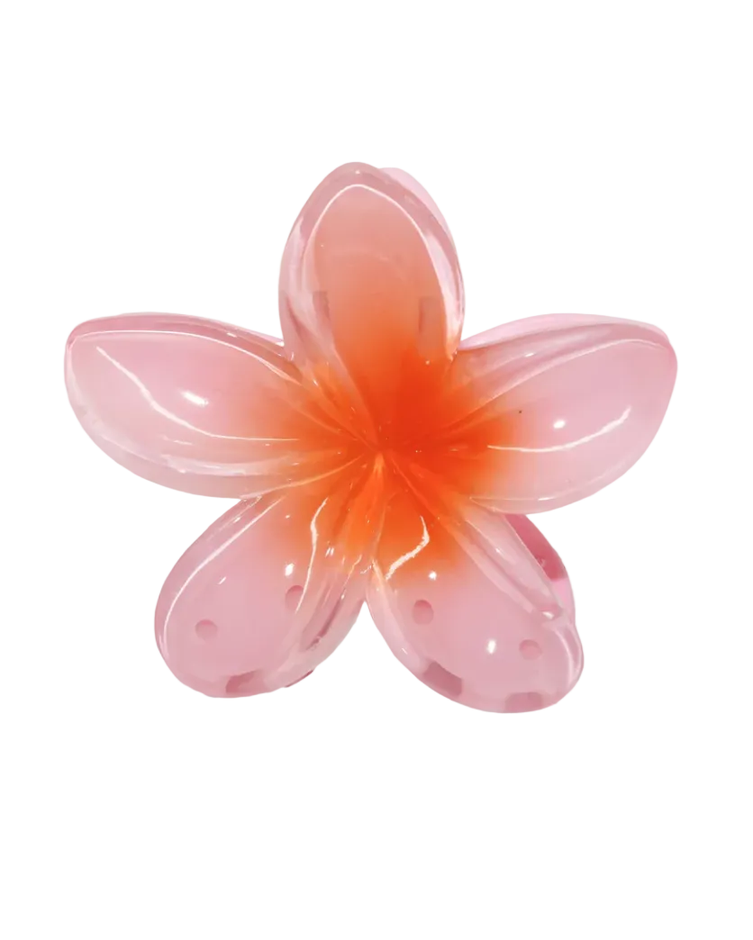 flower claw clip in pink and orange