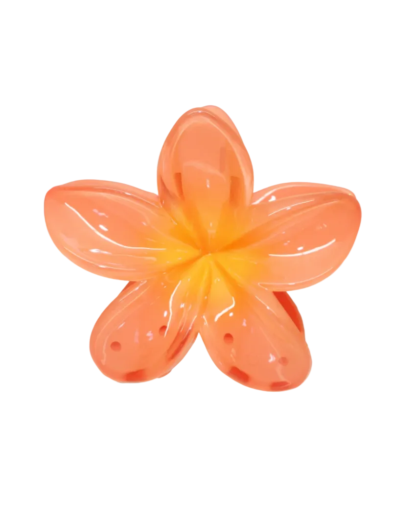large flower clip in pink and orange