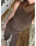 sweater pants in brown with a wide leg