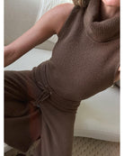 sweater pants in brown with a wide leg