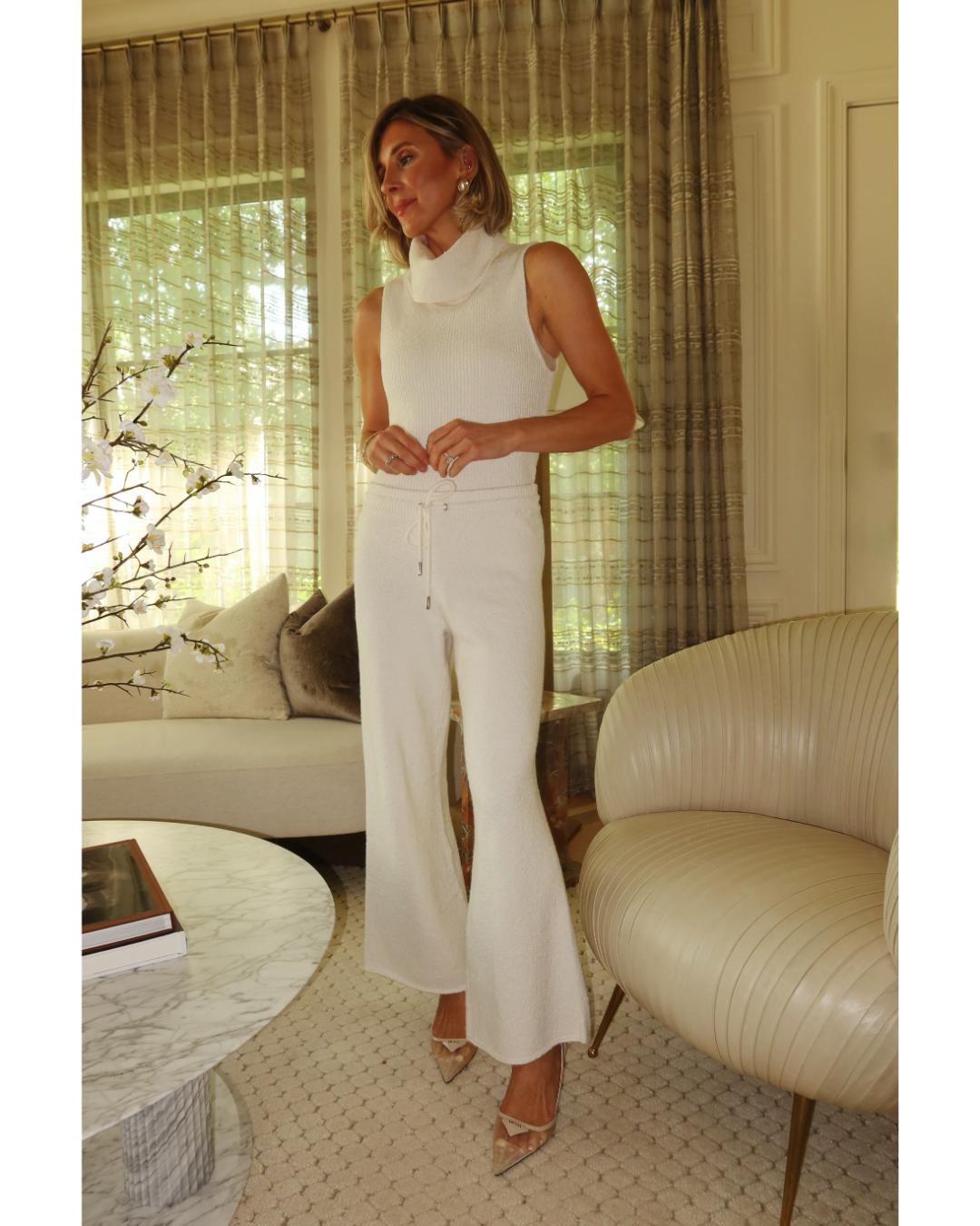 white wide leg sweater pants