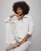 quarter zip sweater in a light beige