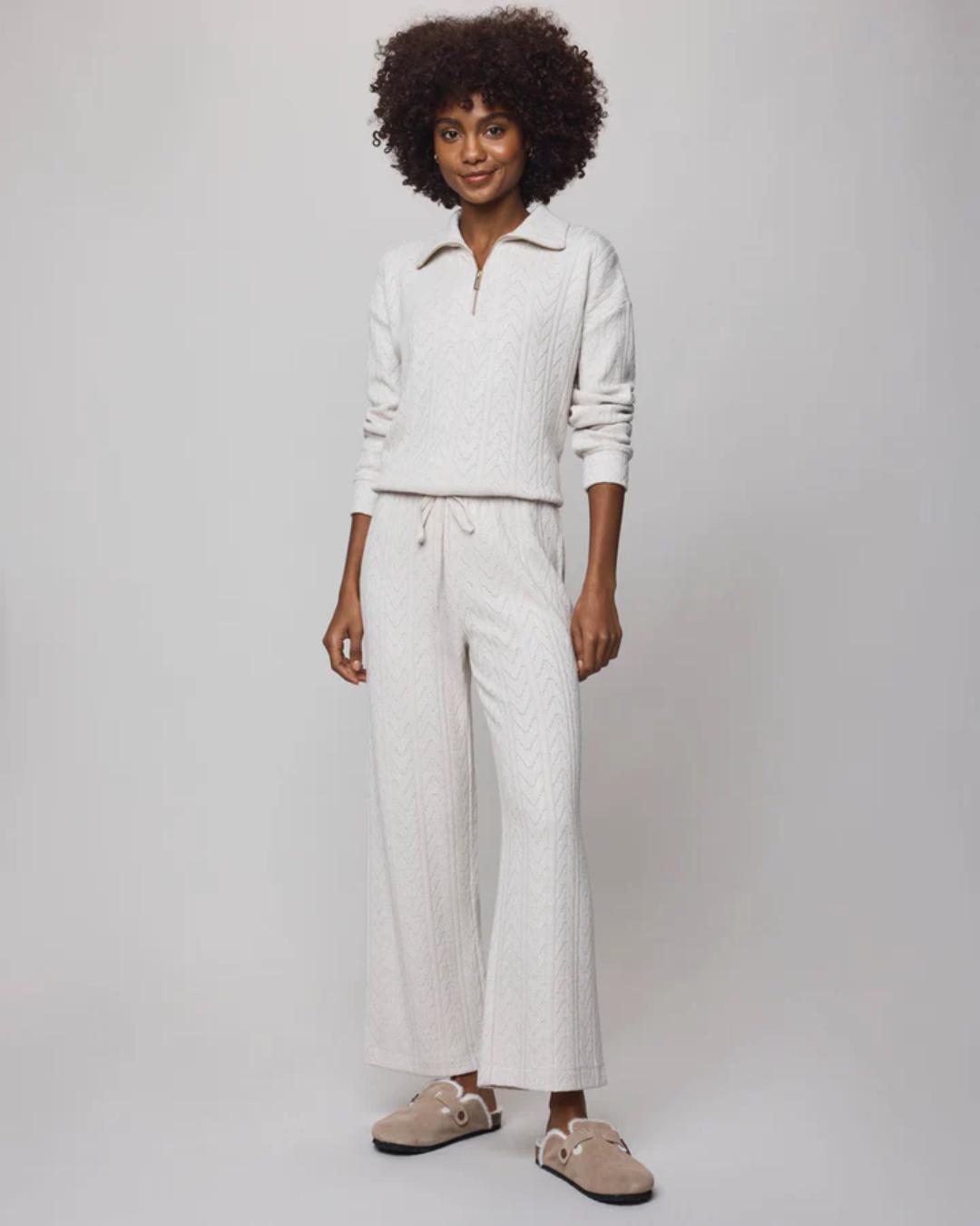 quarter zip sweater in a light beige