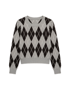 grey and black knit sweater