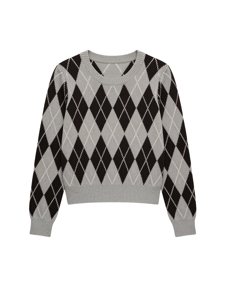 grey and black knit sweater