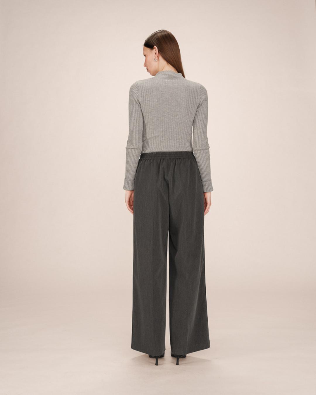 grey wide leg pant with elastic waist