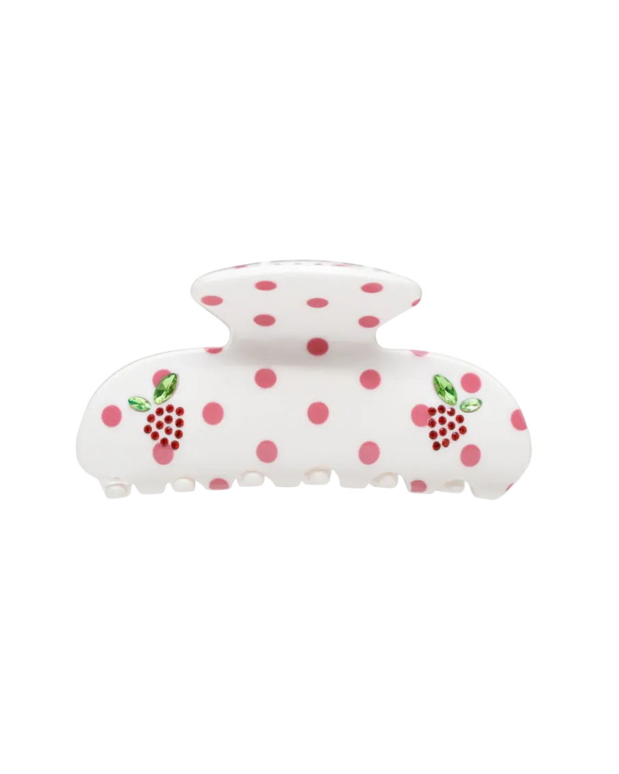 white claw clip with pink dots and strawberries 