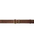 brown belt with god oval buckle