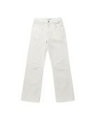 white bowed linen denim pant