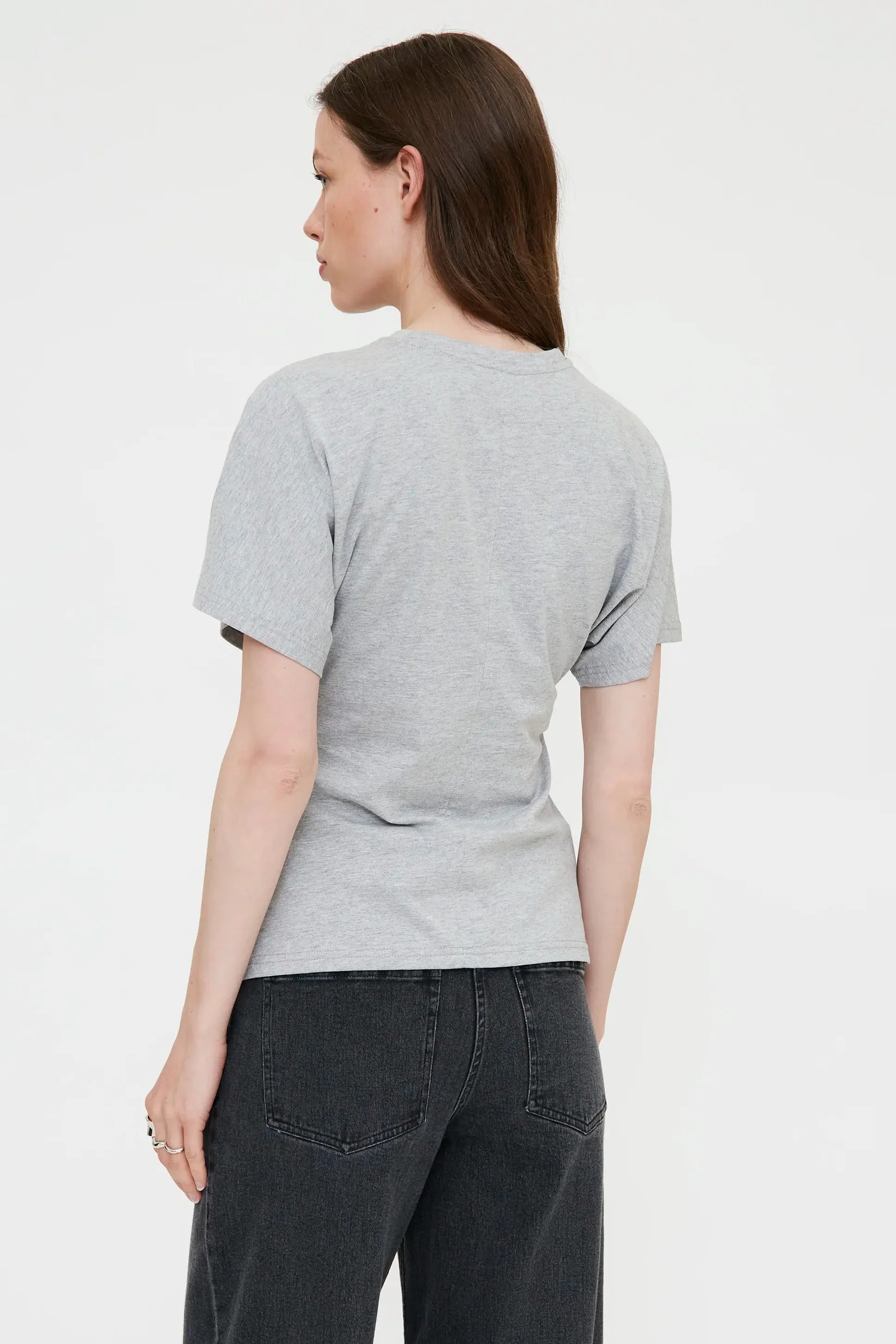 basic grey tee with a cinched waist