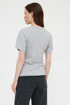basic grey tee with a cinched waist