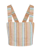 crop tank top with blue, beige and white stripes