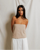 strapless tube top in beige