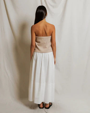 strapless tube top in beige