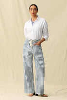 striped wide leg pant with a rope drawstring