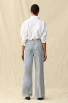 striped wide leg pant with a rope drawstring