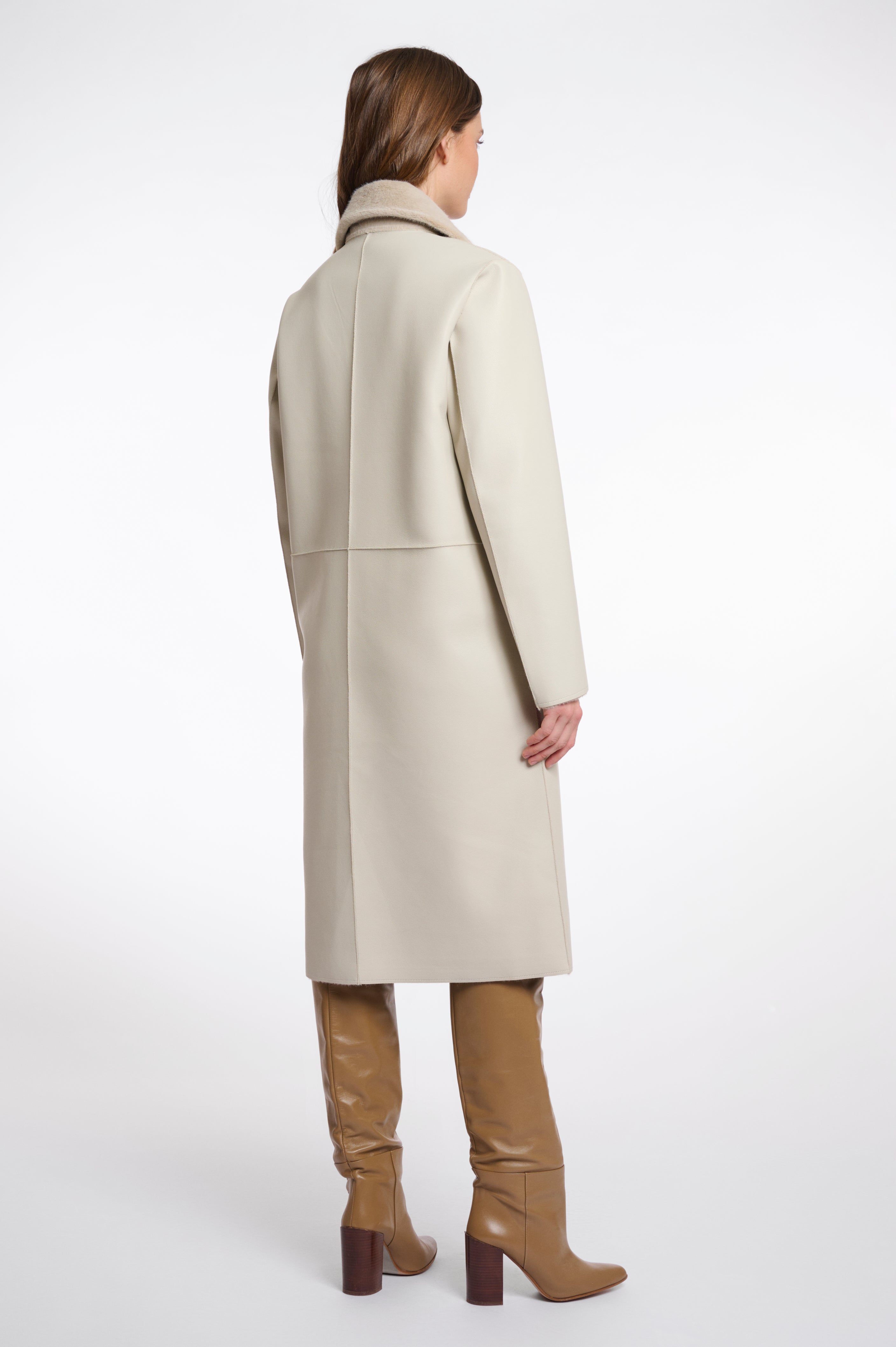 midi coat in cream 