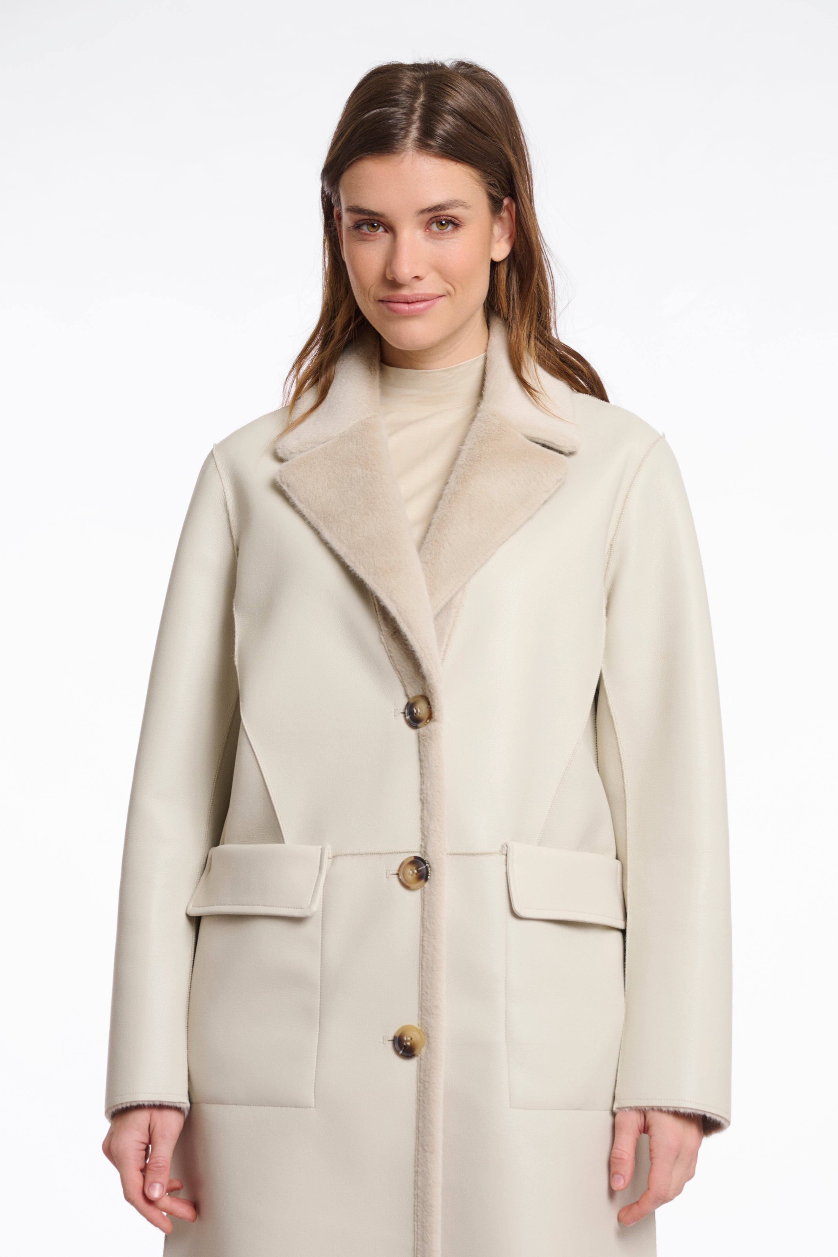 midi coat in cream 