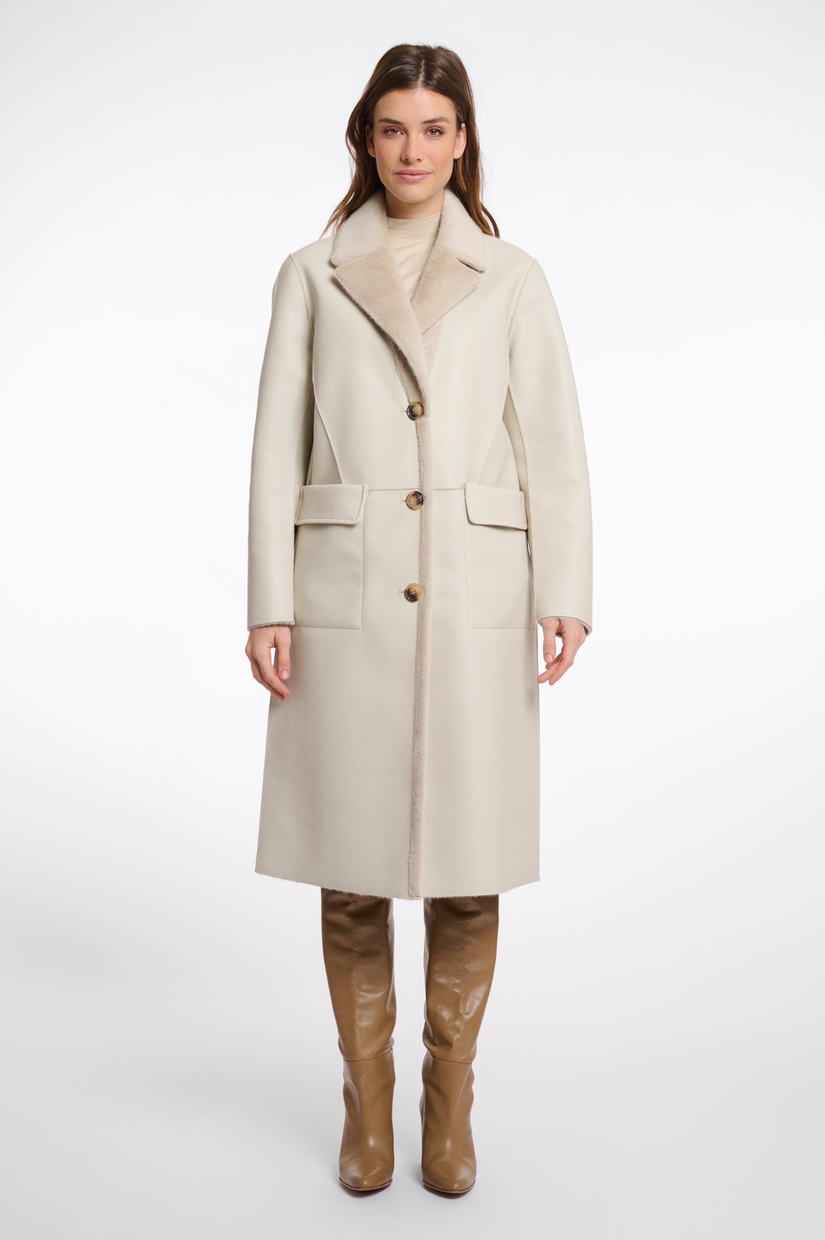 midi coat in cream 