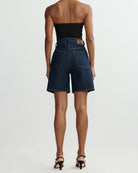long dark denim short