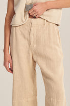 linen tailored pant in tan