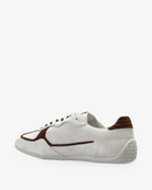 cream suede sneaker with brown details