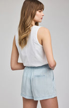 light blue striped shorts