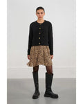 black cardigan with gold buttons