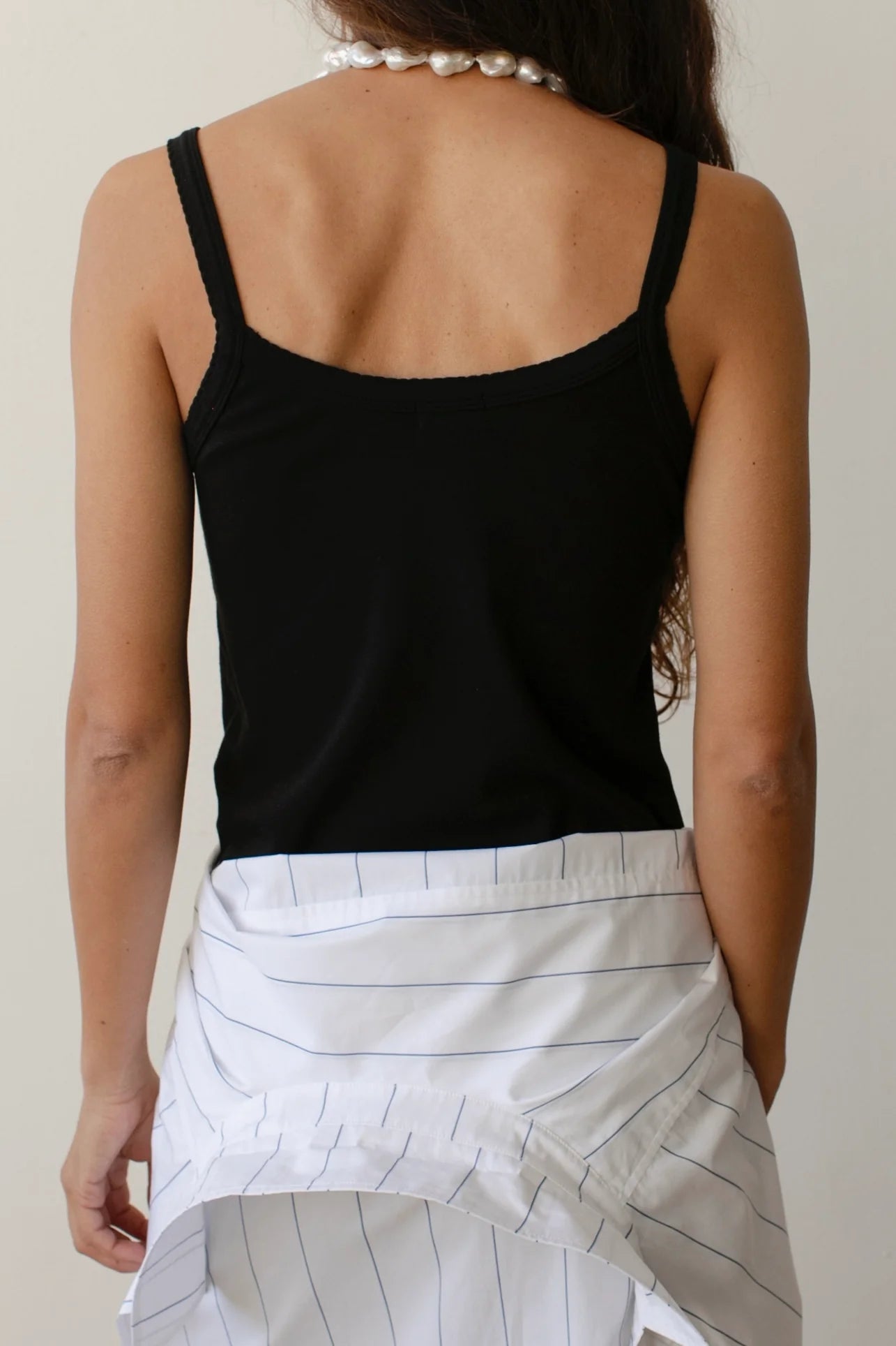 basic black tank with scallop edges