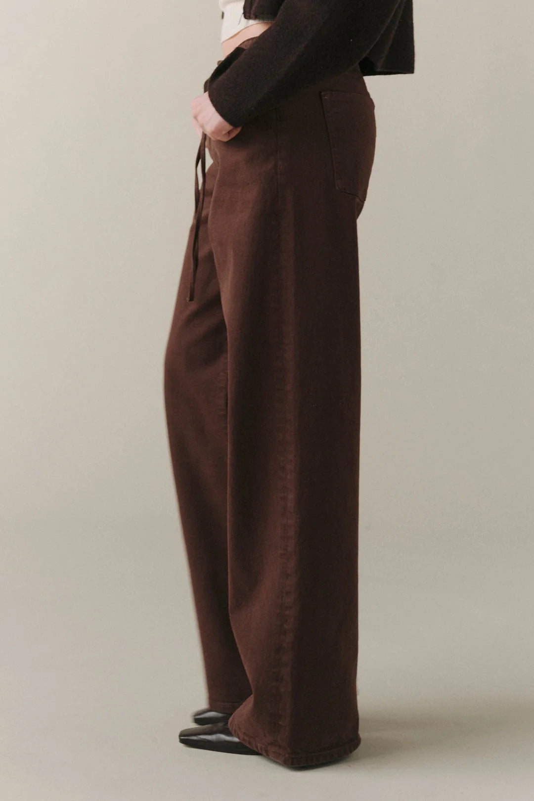 wide leg pant in brown