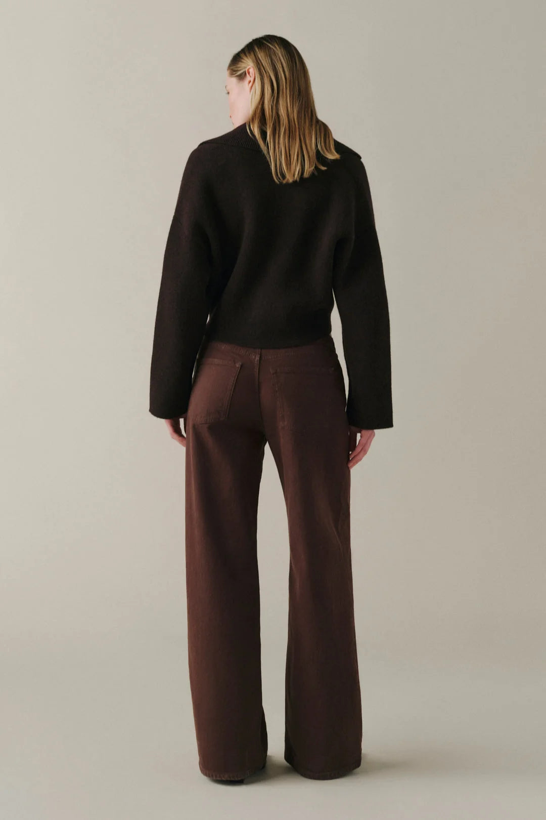 wide leg pant in brown