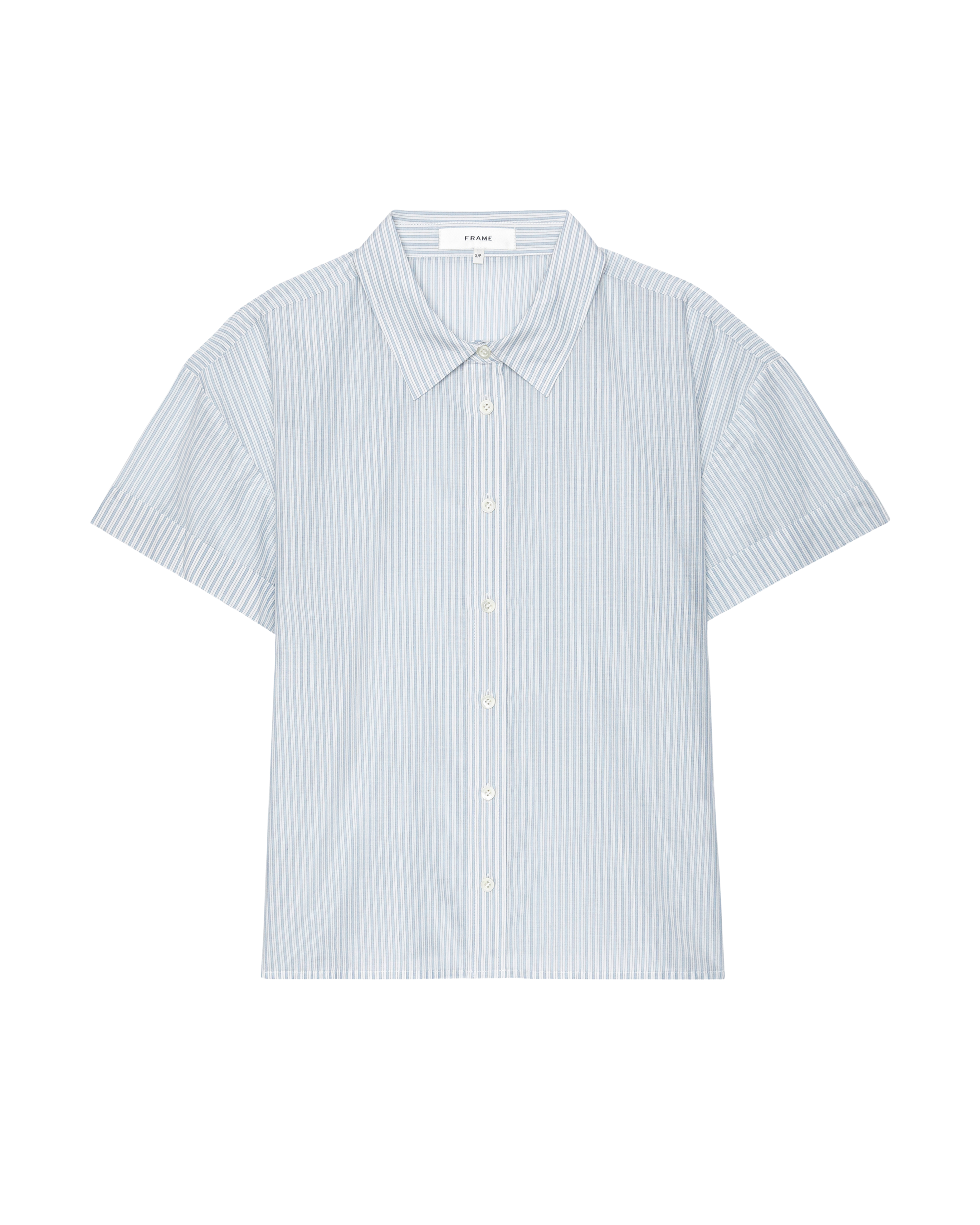 blue and white stripe polo shirt sleeve