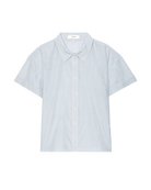 blue and white stripe polo shirt sleeve