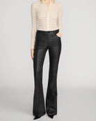 cream long sleeve knit top with silk collar