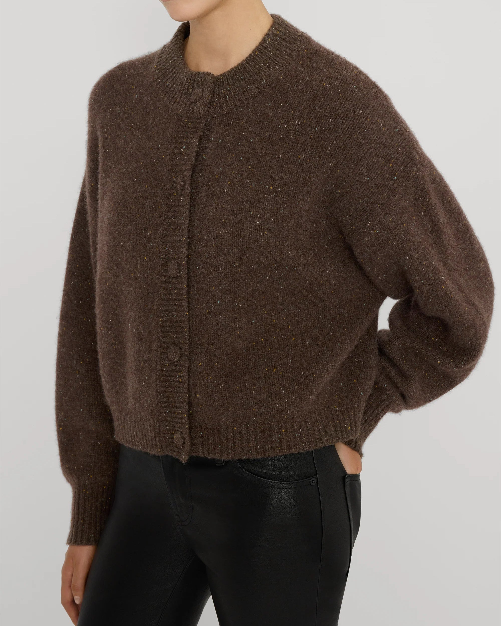 knit brown cardigan